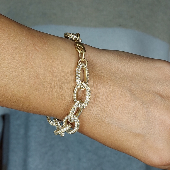 JCrew bracelet gold & crystal link rhinestone 01898 - Picture 5 of 6